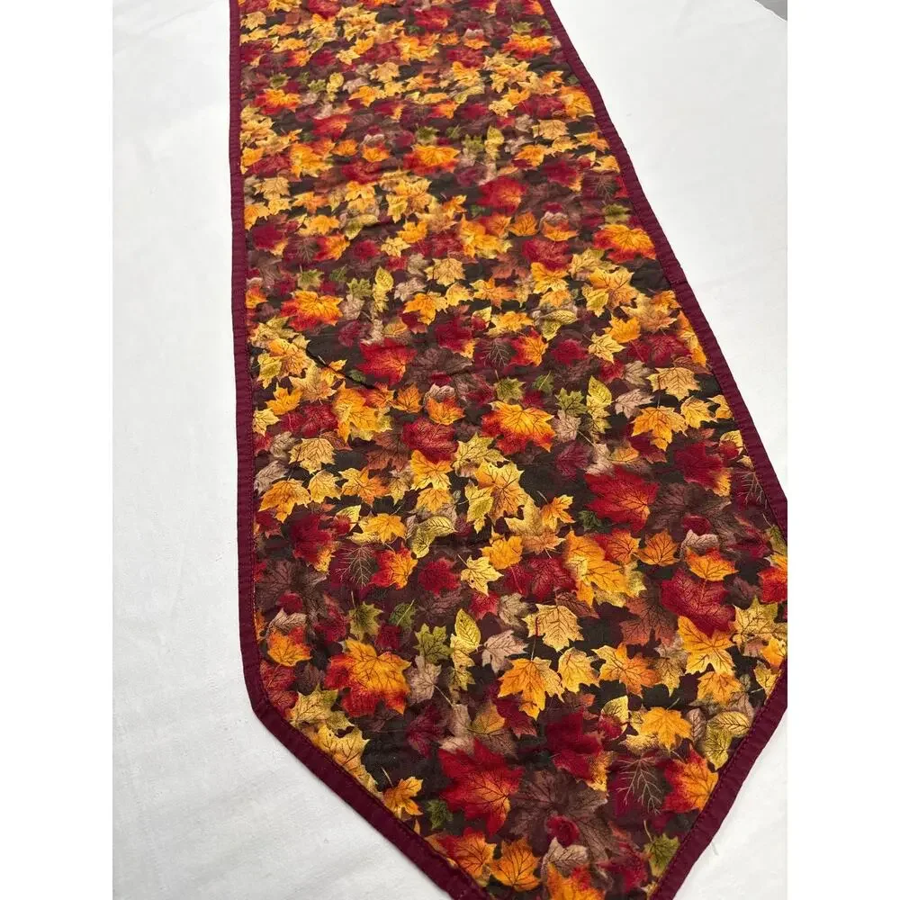 Vintage Patchwork Autumn Themed Handmade Quilted Table Runner Reversible